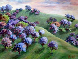 Julie Van Wyk: 'oaks at sunset', 2010 Oil Painting, nature.            along hwy 80 near fairfield, ca                       ...