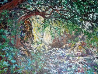 Julie Van Wyk: 'sunlit trail', 2011 Oil Painting, Landscape.     on the trail to the falls on mt diablo   ...