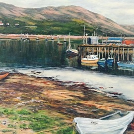 Julie Van Wyk: 'ullapool harbor', 2016 Acrylic Painting, Landscape. Artist Description: Scotland ...
