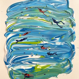 Juli Lampe: 'swimming lovers', 2024 Mixed Media Sculpture, Abstract Landscape. Artist Description: 3D mixed media painting...