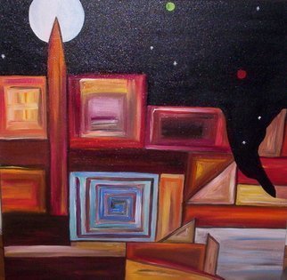 Jyoti Thomas: 'contact begins', 2010 Mixed Media, Abstract Landscape.   Night / Earth/ nature         ...