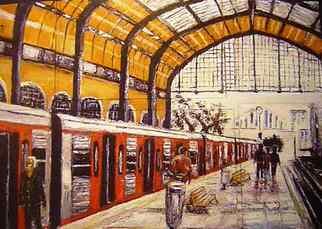 Kalli Matzora: 'station', 2009 Oil Painting, Trains. station, train, orange...