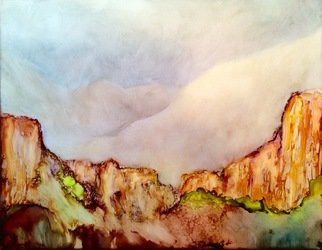 Karen Jacobs: 'grand canyon', 2019 Ink Painting, Abstract Landscape. Original ink painting on 8. 5 x 11 paper. Includes white mat, backer board and protective sleeve. Fits into a standard 11x14 frame. Prints available for 35...