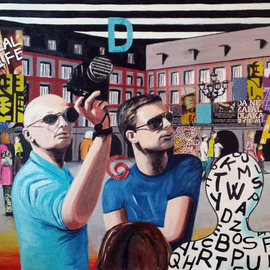 Katarina Radenkovic Artwork Tourists, 2014 Oil Painting, Travel