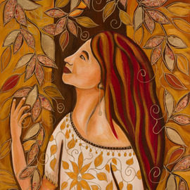 Katerina Bohac Linares: 'europe', 2019 Oil Painting, Figurative. Artist Description: represents a young red haired woman with  Celtic origin whose hair reminds us of the fall colors and autumnal tones. The Celtic women were warriors who accompanied their men to war, armed with swords, axes and bows fought and shouted their war chants, throwing themselves at the enemy ...