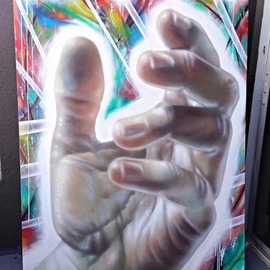 Kyle Boatwright: 'Create', 2015 Other Painting, Portrait. Artist Description:       hands, portrait art, street art, mural, realism      ...