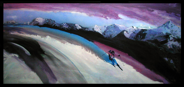 Artist Steve Kiene. 'Tele Skier' Artwork Image, Created in 1997, Original Printmaking Giclee - Open Edition. #art #artist