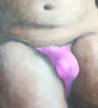 Michael Kehrlein: 'pink', 2021 Oil Painting, Erotic. Homeoerotic painting of wonderful male genitalia entombed in lucious pink thong...