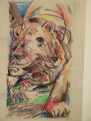 Ken Hillberry: 'Awakened', 2009 Pastel, Animals.  Expressionistic vision of primary and sudden needs  upon rising from hibernation. . . ...