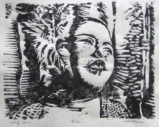 Ken Hillberry: 'Billie', 2014 Woodcut, Music.    an impressionistic capture of a brief view of the Jazz Icon.      ...