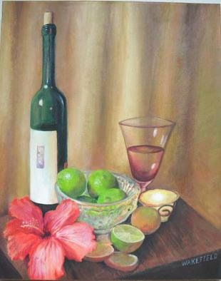 Kevin Wakefield: 'Accented with Lme and Hibiscus', 2013 Oil Painting, Still Life.   tranquel, romantic atmosphere. ...