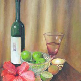 Kevin Wakefield: 'Accented with Lme and Hibiscus', 2013 Oil Painting, Still Life. Artist Description:   tranquel, romantic atmosphere. ...