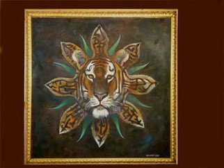 Kevin Wakefield: 'Tribal tiger mask ', 2013 Oil Painting, Animals. 