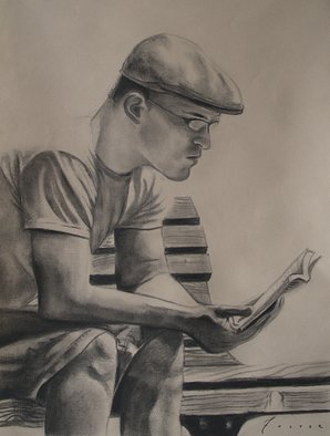 Kyle Foster: 'Fells Point Reader', 2008 Charcoal Drawing, Figurative. 