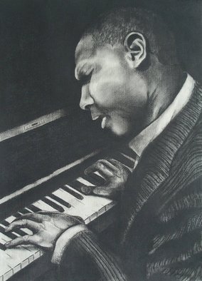 Kyle Foster: 'Saturday Night at the Lounge', 2002 Charcoal Drawing, Music. 