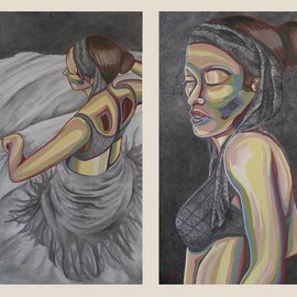 Kyle Foster: 'Two 24x48 Panels of Dancer', 2004 Oil Painting, Abstract Figurative. 