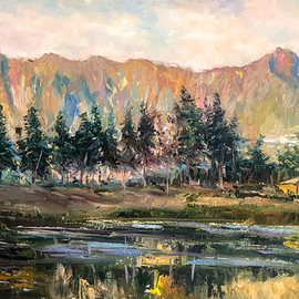 Kim Anh: 'mountainous morning', 2020 Oil Painting, Landscape. Artist Description: this scenic area located in HaGiang , north Vn ...