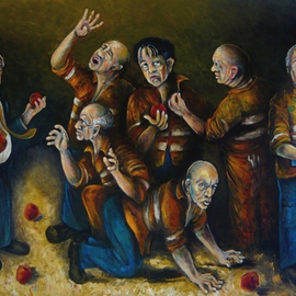 Karl James: 'temptation and Tao', 2011 Oil Painting, Philosophy. Artist Description:  the temptation of blue collar workers ...