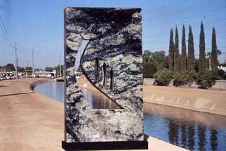 Ivan Kosta: 'Perspectives', 2006 Stone Sculpture, Abstract.  A large marble slab with a cut- out ...