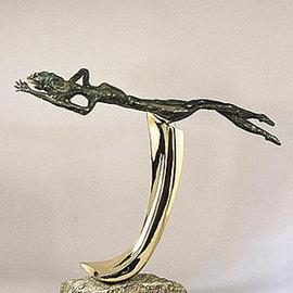 Ivan Kosta: 'RIDING THE  CREST', 1996 Bronze Sculpture, Figurative. Artist Description: The philosophical statement is the struggle of trying to be on the top of things despite all the adversity and keeping one' s head above the water at all times, and even ejoying the ride. . ....