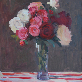 Lena Kurovska: 'Still Life with Roses', 2013 Oil Painting, Floral. Artist Description:  flowers, oil painting on canvas, still life with roses ...