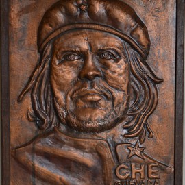 Charalambos  Lambrou: 'Che Guevara', 2009 Other Sculpture, Culture. Artist Description: A Vintage handmade artwork of copper presented Che Guevara. Technique Repousse in copper sheet.Dimensions 32* 42 centimeters included wood frame. Che Guevara was an Argentine Marxist revolutionary, physician, author, guerrilla leader, diplomat, and military theorist. Che Guevara was an instrumental figure in Fidel Castros Cuban Revolution. His ...