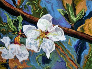 Mary Jane Erard: 'White Flowers III', 2009 Pastel, Floral.  White flowers with blues and greens.  Gorgeous color! Painted on textured board.Framed. Now on display at Artist Haven Gallery in Florida ( www. artistshavengallery. comAlso see 