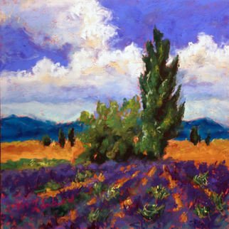 Mary Jane Erard: 'poplar and lavender', 2017 Pastel, Landscape. pastel on board, framed...