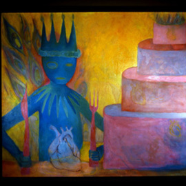 Lara Ghelerter: 'The Peacock King Dines', 2003 Oil Painting, Surrealism. Artist Description:  Oil on Canvas, Framed  ...