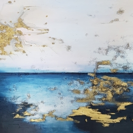 Larysa Uvarova: 'at the edge of the water', 2018 Oil Painting, Seascape. Artist Description:   DEEP INSIDE  Nothing is deeper than yourself.DEEP INSIDE is a series of artworks about the incredible power, energy and beautiful depth in each of us. I feel that life lives here. Research and immersion into this depth of self- knowledge will lead us ultimately to our present. ...