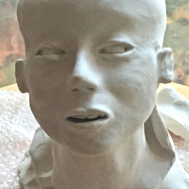Luise Andersen: '2016 August 12  VII ', 2016 Clay Sculpture, Abstract Figurative. Artist Description:  August 12, 2016. .  worked on eyes. . teeth. . mouth. . neckline. . started adding clay for shoulder. . reduced size of head. . still need to work more on that one. . very nice flow in back of neck too. . see thumbprints. . . . nights seem so very long. . but when sun rises . . seems to be ...
