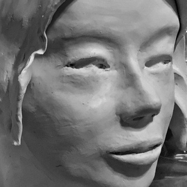 Luise Andersen: '2016 JULY 22 Continuance  LARGER SCULPTURE  ', 2016 Clay Sculpture, Abstract Figurative. Artist Description:  July 22, 2016 aEUR|. fingers  work on eyes. . lips. . expressionaEUR|will get more clay, so I can decide, if hair, veil, or hooded. . scarf, , . hmmm. . will see. . would want to be symbolic of voice. . ...