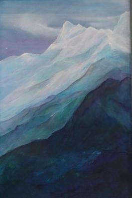 Luise Andersen: 'On Top Of ll', 2002 Acrylic Painting, Landscape. . . Was Intended To Be The Diptich. . 2nd. . .  It Works , If I would let  It . .  Intentionally Did Not. . At Least For Now. . .  It Has Its Own Charm. . .  Appeal. . Deep Beautiful Hues in Blue. .  Greens. .  Greys. . . The Lines Are To Me Pleasing. . . A Friend Painting. . .  Meaning. . .  It Lets You Relax. . Yet Not...