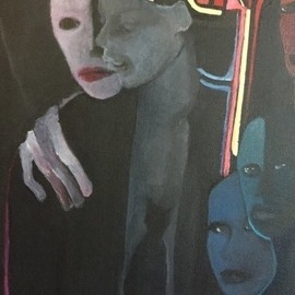 Luise Andersen: 'torment detail may 27', 2017 Acrylic Painting, Abstract. Artist Description: I like expressions. will see towards completion, if eyes of right figure will be open, downcast lids, orother. . must layer the black much more. get so easyside tracked with images. . figurative . expressions. symbolic shapes. ...
