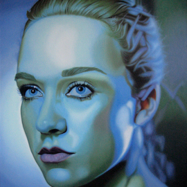 Kristen Temple: 'Chloe', 2003 Oil Painting, Portrait. Artist Description:  Figurative, people, portraits, blue, female, women, sensual, human body   ...