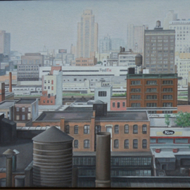Laura Shechter: 'Summer Hase', 2004 Oil Painting, Cityscape. Artist Description:  view in Chelsea NYC hazy day      ...