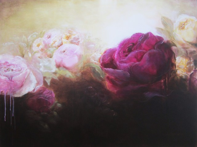 Artist Jane De France. 'The Wild Rose Garden' Artwork Image, Created in 2011, Original Painting Acrylic. #art #artist