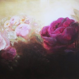 Jane De France: 'The Wild Rose Garden', 2011 Acrylic Painting, Floral. Artist Description: A beautiful expressive painting, painted in a series of layers capturing depth and dimension of the rose.copyright applies...