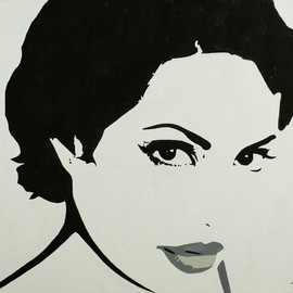 Jose Luis Lazaro Ferre: 'Angelina Jolie', 2007 Acrylic Painting, Portrait. 