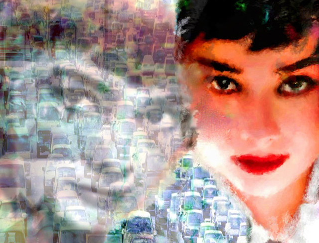 Leah Devora  'Audrey Freeway 2 Audrey Hepburn Audrey Hepburn Pop Art', created in 2015, Original Mixed Media.