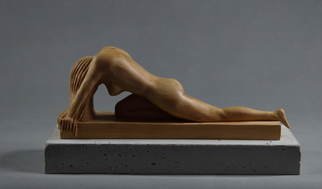 Lee Forester: 'head down', 2020 Wood Sculpture, Nudes. Based on a live model in my studio, I carved this timeless pose from a single block of English Lime- Wood. I find that the natural beauty of wood complements the soft curves of the feminine figure perfectly and the smooth finish invites the viewer to caress the sculpture, my ...