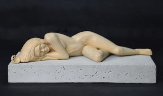 Lee Forester: 'sleeping', 2018 Wood Sculpture, Nudes. Based on a live model in my studio, I carved this timeless pose from a single block of English Lime- Wood. I find that the natural beauty of wood complements the soft curves of the feminine figure perfectly and the smooth finish invites the viewer to caress the sculpture. Mounted ...
