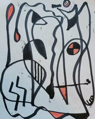 Leo Evans: 'the palace 3', 2023 Mixed Media, Abstract. New aRT by Leo Evans   Black Marker and Acrylic Marker...