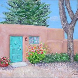 Leonore Marie: 'Blue Door', 2015 Acrylic Painting, Representational. Artist Description:  a house near Tucson, Arizona ...