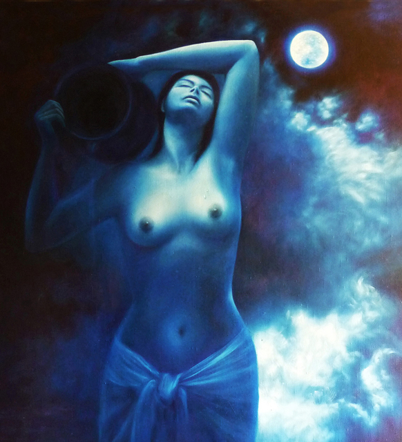 Artist Lidia Kirov. 'Original MODERNISM Contemporary Fine Oil Painting Blue By Lidia Kirov ' Artwork Image, Created in 2011, Original Painting Oil. #art #artist