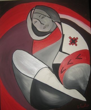 Ligia-emilia Fiedler: 'Peasant Woman Resting', 2009 Acrylic Painting, Abstract Figurative. Abstract Romanian Peasant Woman Resting Acryl Painting...