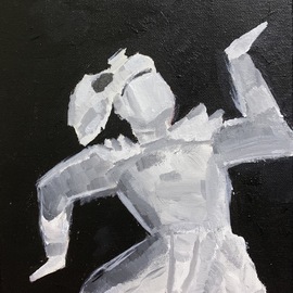 We Lin Chan: 'burmese male dancer', 2019 Acrylic Painting, Abstract Figurative. Artist Description: A Burmese Male dancing in a traditional burmese dance style by Student Win Lin Chan...