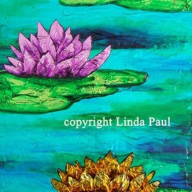 Linda Paul: 'Water Lilies Vibrant Contemporary Art Painting', 2012 Acrylic Painting, Floral. Artist Description:  Stunning, vibrant  new original Contemporary painting of water lilies by artist Linda Paul. This painting is so much more vibrant the the water lily paintings by Monet  ...