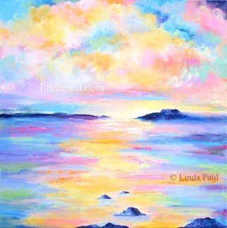 Linda Paul: 'ocean dreams painting', 2020 Acrylic Painting, Sky. Ocean Dreams from American artist linda Paul .  One of a kind original work of art. Its perfect for beach house or coastal themed decor by American artist Linda PaulFabulous  colors of blue, gold, pink white,  and pale yellow.  You can decorate an entire room around these colorsSize 20  ...