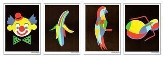 Asbjorn Lonvig: '1200 posters in sets of 4 motifs Clown Banana Parrot Shoe', 2014 Other Printmaking, Humor.  Batch of 1200 posters300 posters of the motif 